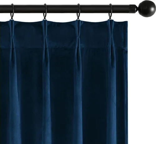 Vista 21 de MIULEE Cortinas opacas plisadas de terciopelo azul marino, 40 x 96 pulgadas
