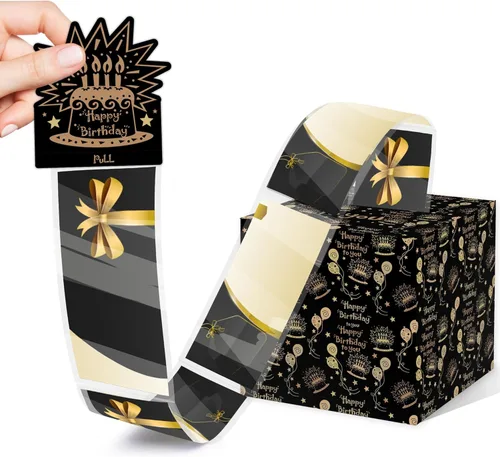 Juego de regalo sorpresa de cumpleaños negro y dorado, caja sorpresa de cumpleaños para mujeres, caja de feliz cumpleaños para regalo en efectivo,