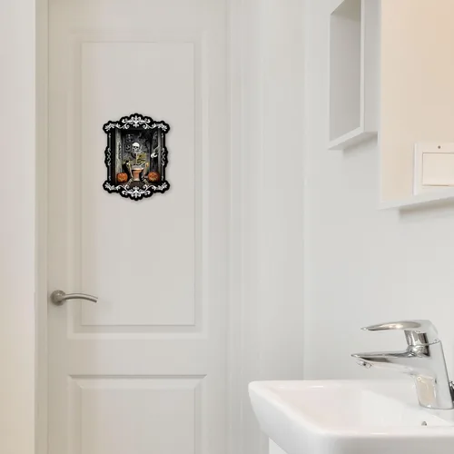 Vista 5 de Pinetree Art Decoración de pared de baño de Halloween, arte de pared gótico de esqueleto para decoración de inodoro