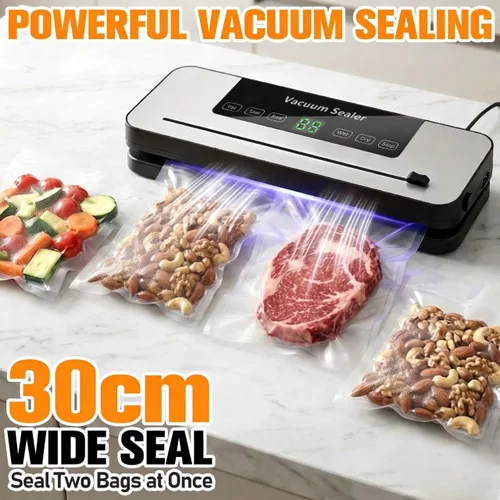 Vista 7 de Vacuum Sealer Machine for Food with Built-in Cutter, 6-in-1 One-Touch Automatic Food Vacuum Sealer, Dry & Wet Modes, Digital Timer, Compact Food