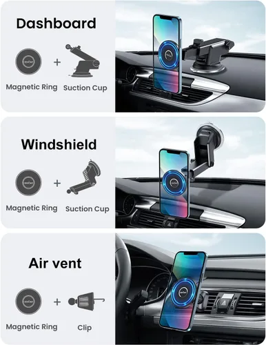 Vista 2 de Soporte magnético para teléfono de brazo largo para parabrisas de coche, salpicadero, ventilación de aire, compatible con soporte de coche MagSafe