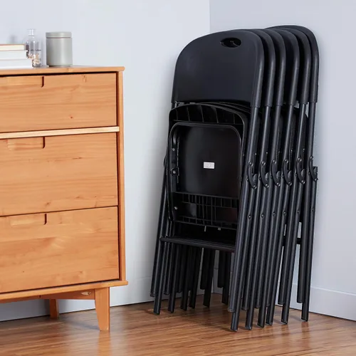 Vista 7 de Amazon Basics Silla Plegable Portátil Resistente de Plástico Plegable, Capacidad de 350 Libras, Negro, Paquete de 2