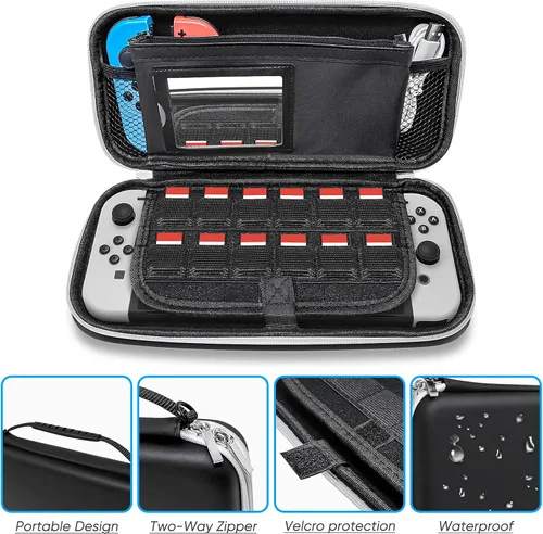 Vista 3 de FYOUNG Accessories Bundle Compatible with Switch OLED, Carrying Case with Shoulder Strap for Switch OLED and Tempered Glass Screen Protector
