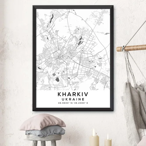Vista 3 de Mapa de Kharkiv, Ucrania, Light 2 (36x48)