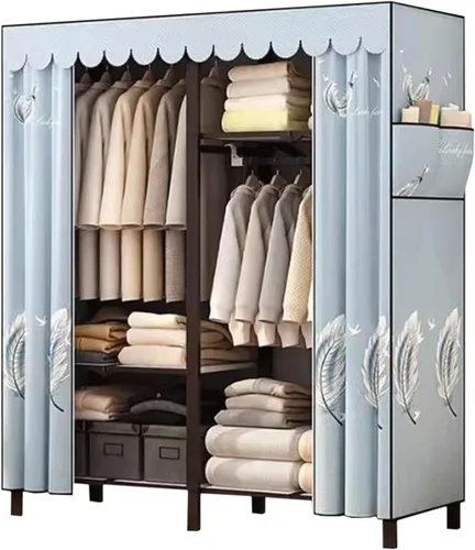 Vista 17 de large closets Folding Closet with Cloth Cover Clothes Closet Portable Wardrobe Closet Metal Iron Frame Closets for Bedroom Large Closet Space-saving