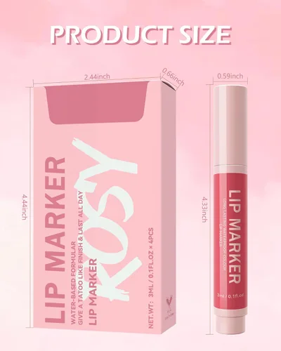 Vista 8 de Lápiz de Maquillaje para Tinte de Labios-1 Pieza Tinte de Labios Hidratante Rosa Berry Lápiz Delineador de Labios Líquido, Aspecto de Color Mate