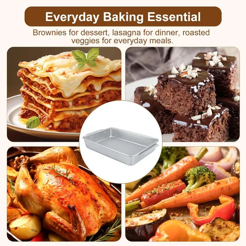 Vista 9 de Bandeja para hornear de 9 x 13, acero aluminizado de grado comercial de gran calibre (2.3 libras), hoja antiadherente texturizada resistente a