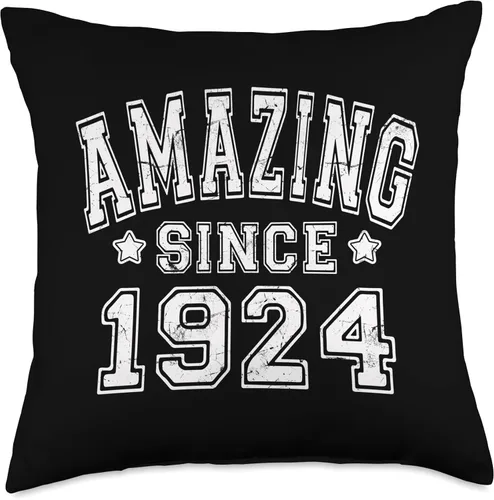 Vista 5 de Varsity Style Birth Year Gear For Men & Women Born Amazing Since 1924 Varsity Style - Almohada de regalo de cumpleaños, 16 x 16 pulgadas, multicolor