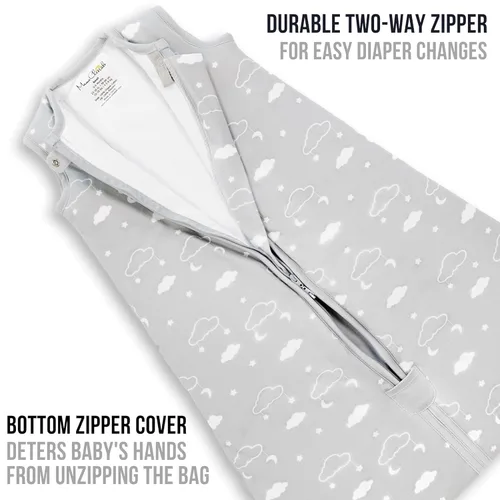 Vista 287 de Mama Cheetah Saco de dormir para bebé de 0.5 TOG, Manta portátil de algodón orgánico para bebé con cremallera bidireccional, Saco de dormir