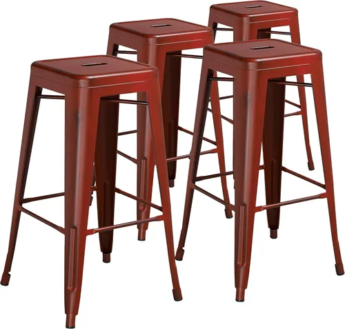 Vista 37 de Flash Furniture - Taburete de bar de metal moderno sin respaldo de 30 pulgadas, para interior/exterior, industrial, cuadrado, apilable para bares