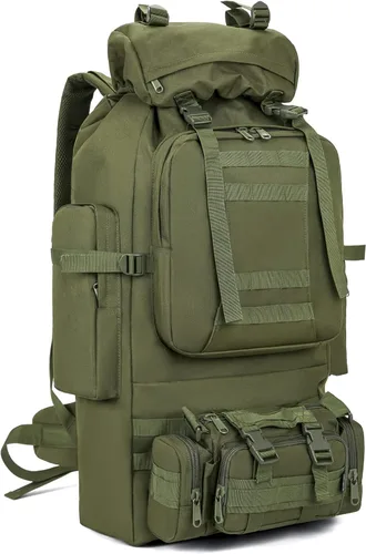 Mochila de senderismo para acampar de 100L, mochila táctica militar Molle, mochila de senderismo ligera impermeable, Verde militar, Grande