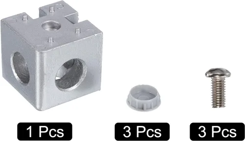 Vista 3 de uxcell 1 Unidades 1.575x1.575x1.575 in 3-Way Corner Bracket Cube, bloque de aleación de aluminio para perfil de extrusión de aluminio serie 3030