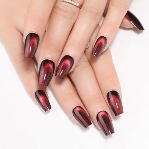 Vista 9 de evpct-Uñas postizas de gel a presión estilo bailarina y ojo de gato; cuadradas y medianas, con pegamento, reutilizables, suaves, acrílicas