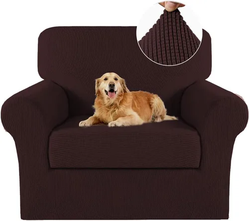Vista 37 de Turquoize - Fundas de sillas de 2 piezas, fundas de sofá, funda de sillón con reposabrazos, protector lavable para sillas, tela jacquard gruesa Cian