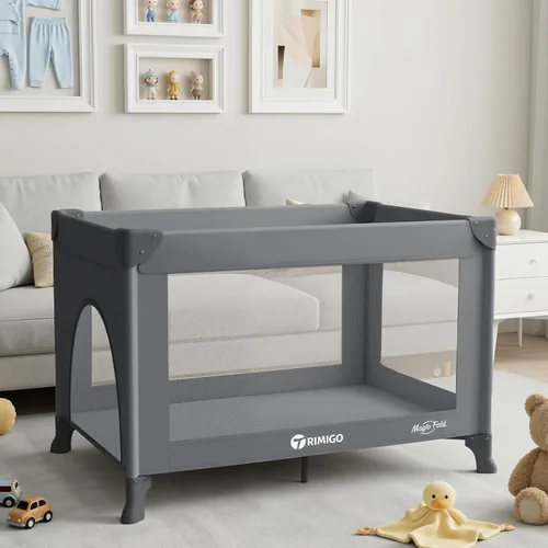 Vista 8 de Cuna de viaje portátil y corralito – Cama de viaje plegable segura para bebés con colchón, malla transpirable Cama de bebé compacta y ligera