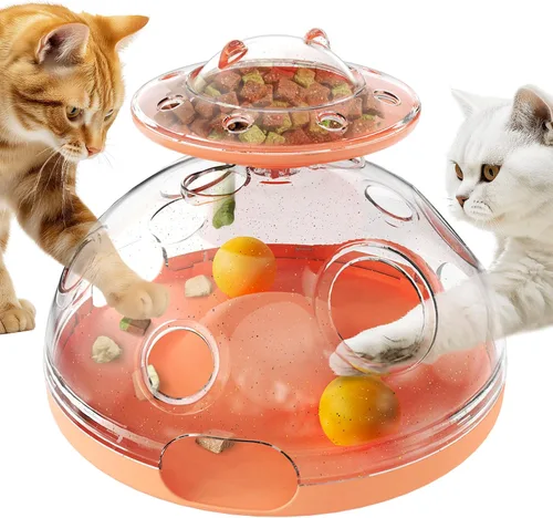 Vista 10 de KADTC Juguete de rompecabezas para gatos, tamaño grande, 2 formas de jugar, rompecabezas de golosinas y bolas de forraje para gatos