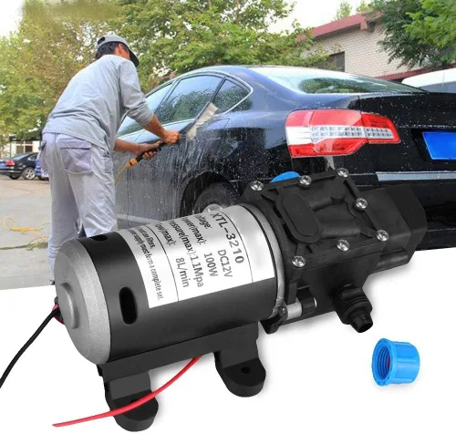 Vista 3 de Self Priming Water Pump, 12V DC 100W 8L/Min 160Psi High Pressure Diaphragm Self Priming for Wash