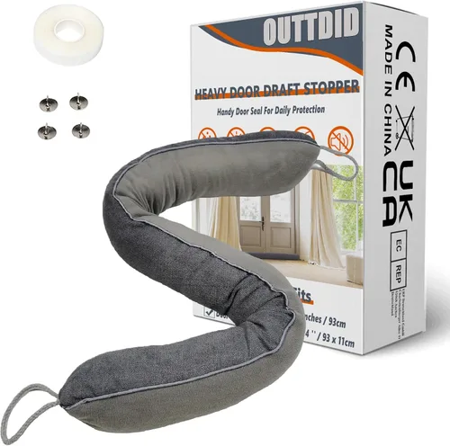 Vista 9 de Tope para puerta de 36 pulgadas de largo x 4 pulgadas de ancho, bloqueador de ruido pesado debajo de la puerta, bloqueador de corrientes de aire