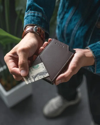 Vista 5 de VULKIT Cartera para tarjetas desplegable con bloqueo RFID, funda delgada de aluminio con bolsillo para dinero de negocios para tarjetas de crédito