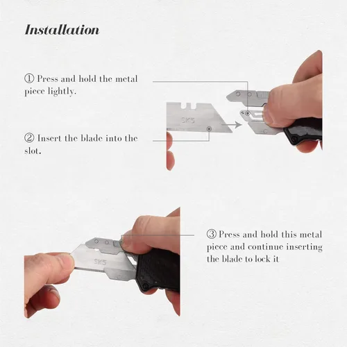 Vista 4 de TOPS HOME Cortador de caja de cuchillos utilitarios, cuchillo de bolsillo, cuchillo de afeitar de hoja de cambio, carcasa de aleación de aluminio, 5