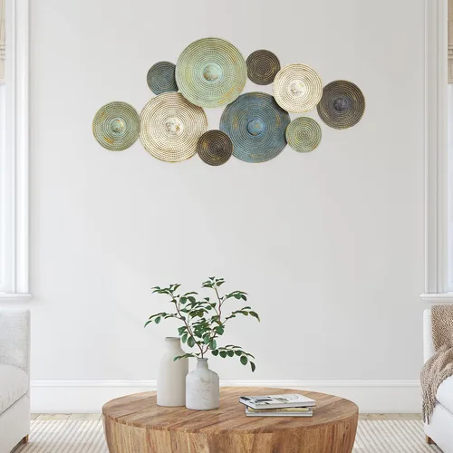 Vista 8 de Stratton Home Decor S07662 Centro de mesa, 46.46 de ancho x 2.17 de profundidad x 20.08 de alto, multicolor, verde y bronce
