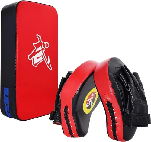Vista 11 de TLBTEK Almohadilla de patada para Taekwondo - Almohadillas de entrenamiento para Muay Thai, MMA, Karate, Kickboxing - Almohadilla curva de cuero