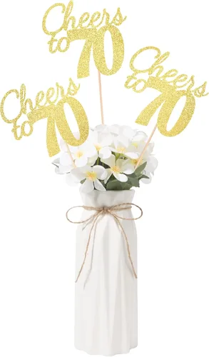 Vista 28 de Gexolenu Cheers to 21, paquete de 10 piezas de centros de mesa de cumpleaños número 21 con purpurina negra de doble cara para mesas, palitos