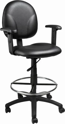 Vista 15 de Boss Office Products B1691-BK Stand Up Taburete de dibujo de tela con brazos ajustables en negro