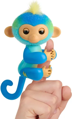 Fingerlings 2023 NUEVO mono bebé interactivo reacciona al tacto – más de 70 sonidos y reacciones – Leo (Azul)