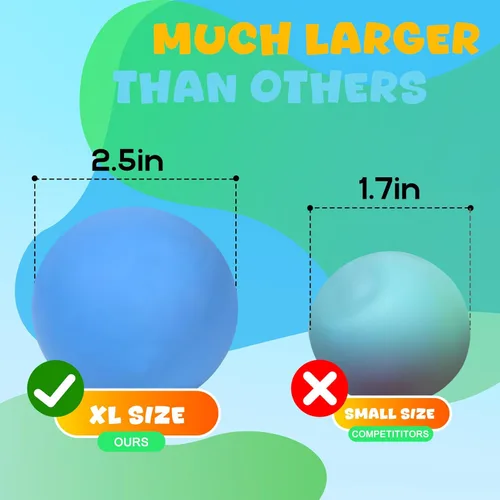 Vista 2 de Fast Rising Stress Balls 12Pack for Kids Adults, 2.5" XL Sensory Squishy Balls Bulk, Squeeze Large Fidget Balls for Anxiety and Stress Relief, Calm