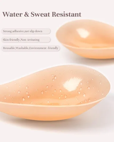 Vista 2 de APOWUS Sujetadores adhesivos para mujer, brasier invisible con realce, sin espalda, brasier sin tirantes para busto grande, reutilizable