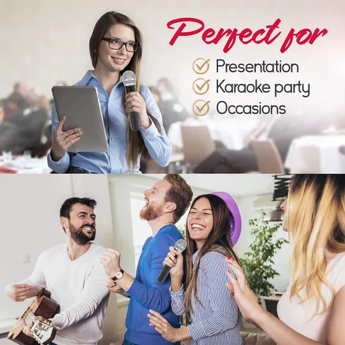 Vista 6 de Pyle Sistema de micrófono inalámbrico UHF - Juego de micrófono inalámbrico dinámico profesional, micrófono y receptor de mano, adaptador