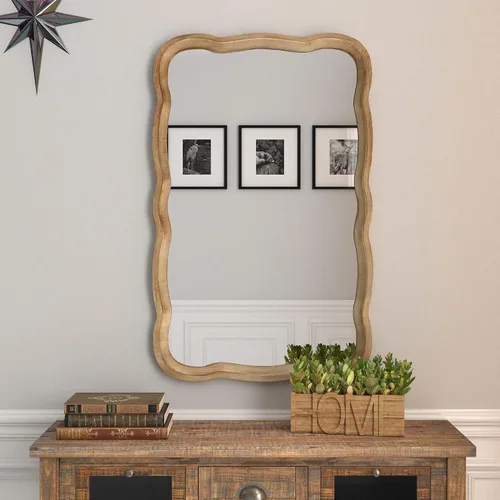 COZAYH Espejo de pared rústico de granja, 23.5 x 38 pulgadas, espejo decorativo rectangular para montar en la pared con marco de madera envejecida y