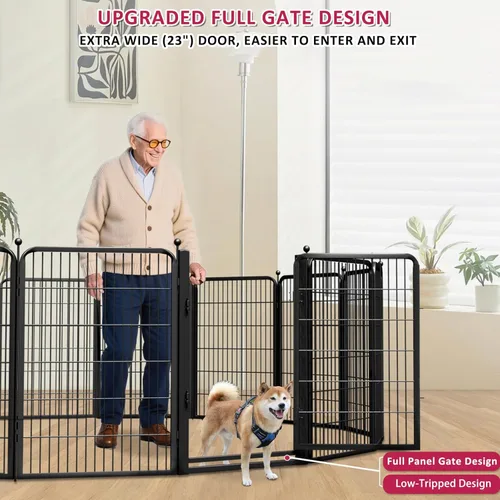 Vista 2 de Corralito para perros al aire libre, 40 pulgadas, 48 paneles, valla para perros con puerta extra ancha, corral para mascotas sin tropiezos, corral