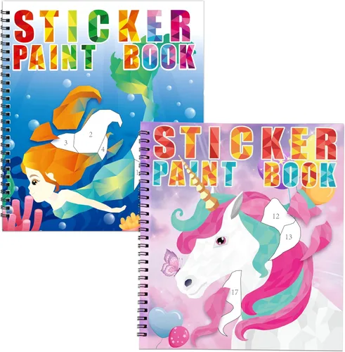 Vista 9 de 90shine 2 piezas de libros de pegatinas para niños de 4 a 8 años, diseños temáticos mágicos multicolores, regalo de fiesta, crea 22 imágenes