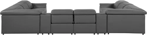 Vista 245 de BlackJack Furniture Venice - Sofá modular de cuero italiano de grano superior de 5 piezas con 3 reclinables eléctricos, reposacabezas ajustable