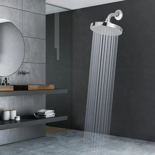 Vista 8 de Brazo de ducha Voolan con brida y cinta de teflón, brazo de extensión de cabezal de ducha para alcachofa de ducha fija en el baño, acero inoxidable