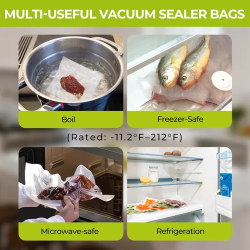 Vista 6 de Bolsas reutilizables selladoras al vacío para alimentos con válvula de aire, paquete de 30 bolsas sin BPA para ahorro de alimentos, aptas
