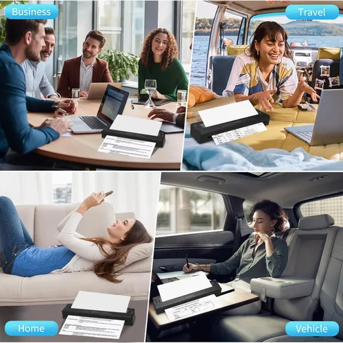 Vista 9 de Impresoras portátiles inalámbricas para viajes, mini impresora térmica Bluetooth sin tinta de 300 DPI compatible con Android, iOS y laptop