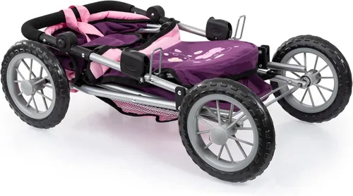Vista 4 de Bayer: Cochecito de moda - morado y rosa - Incluye bolsa de hombro, se adapta a muñecas de hasta 18 pulgadas, mango ajustable, juego de simulación