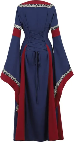 Vista 3 de Parlsdy Vestido renacentista para mujer, disfraz medieval de pirata, campesina