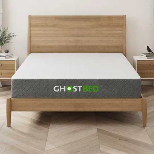 Vista 9 de GhostBed Colchón clásico de espuma viscoelástica de 11 pulgadas con plataforma de metal, base de cama con soporte de listones, sensación firme