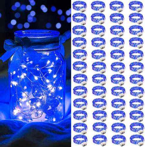 Vista 10 de AIKEI Paquete de 12 luces LED de hadas que funcionan con pilas, guirnaldas de luces impermeables de 7 pies, 20 luces LED de luciérnagas estrelladas