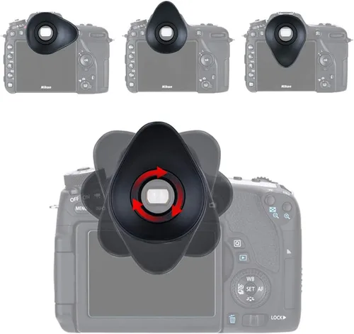 Vista 4 de JJC Visor ocular ovalado para Nikon D7500 D7200 D7100 D7000 D5600 D5500 D5300 D3500 D3400 D780 D750 D610 D90 D80 y Mor. E, 360° Diseño giratorio que