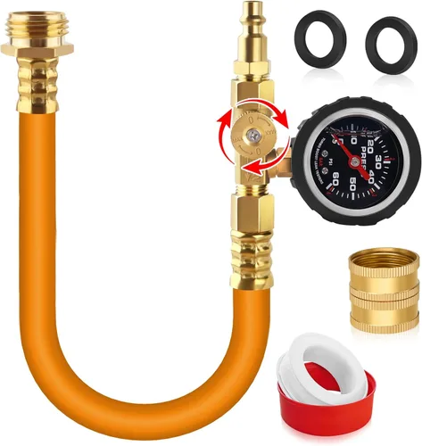 Vista 9 de Kit de invierno para RV mejorado Boltigen, manguera de invierno de 17'' para RV con medidor de presión de aceite y válvula de control, kit