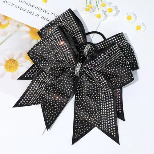 Vista 7 de DEEKA 6 piezas de lazos grandes para el cabello de 8 pulgadas con brillo negro completo, strass brillantes multicolores, lazos para el cabello