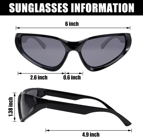 Vista 4 de Gafas de sol modernas envolventes para hombres y mujeres gafas de sol deportivas ovaladas y oscuras