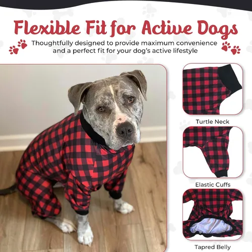 Vista 3 de Tooth & Honey Pit Bull - Pijama de Halloween para perro, estampado de vaca, luna y estrella, mameluco con cobertura completa, traje de recuperación