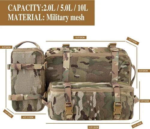 Vista 3 de PETAC GEAR 3 cubos de embalaje modulares tácticos, bolsa de almacenamiento de malla de gran capacidad, bolsas de almacenamiento para organizar