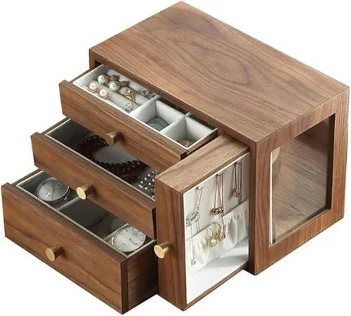 Elegant Wooden Jewelry Box for Women - Large 2-in-1 Organizer & Storage Case with Multiple Compartments - Stylish Gift for Her - Premium Jewelry